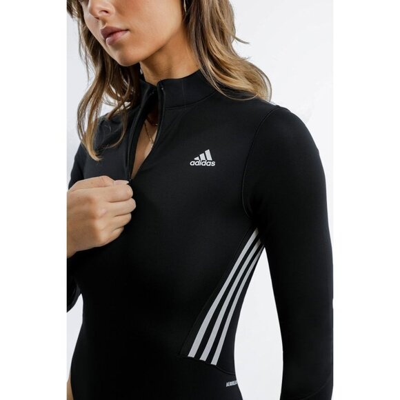 Adidas Women's Mesh Leotard Size XS Long Sleeves Black White Dance bodys… - Picture 4 of 10